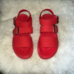 Red Dad Sandals Comfortable Summer Walking Shoe Labeled Size 38 True Size 40-41